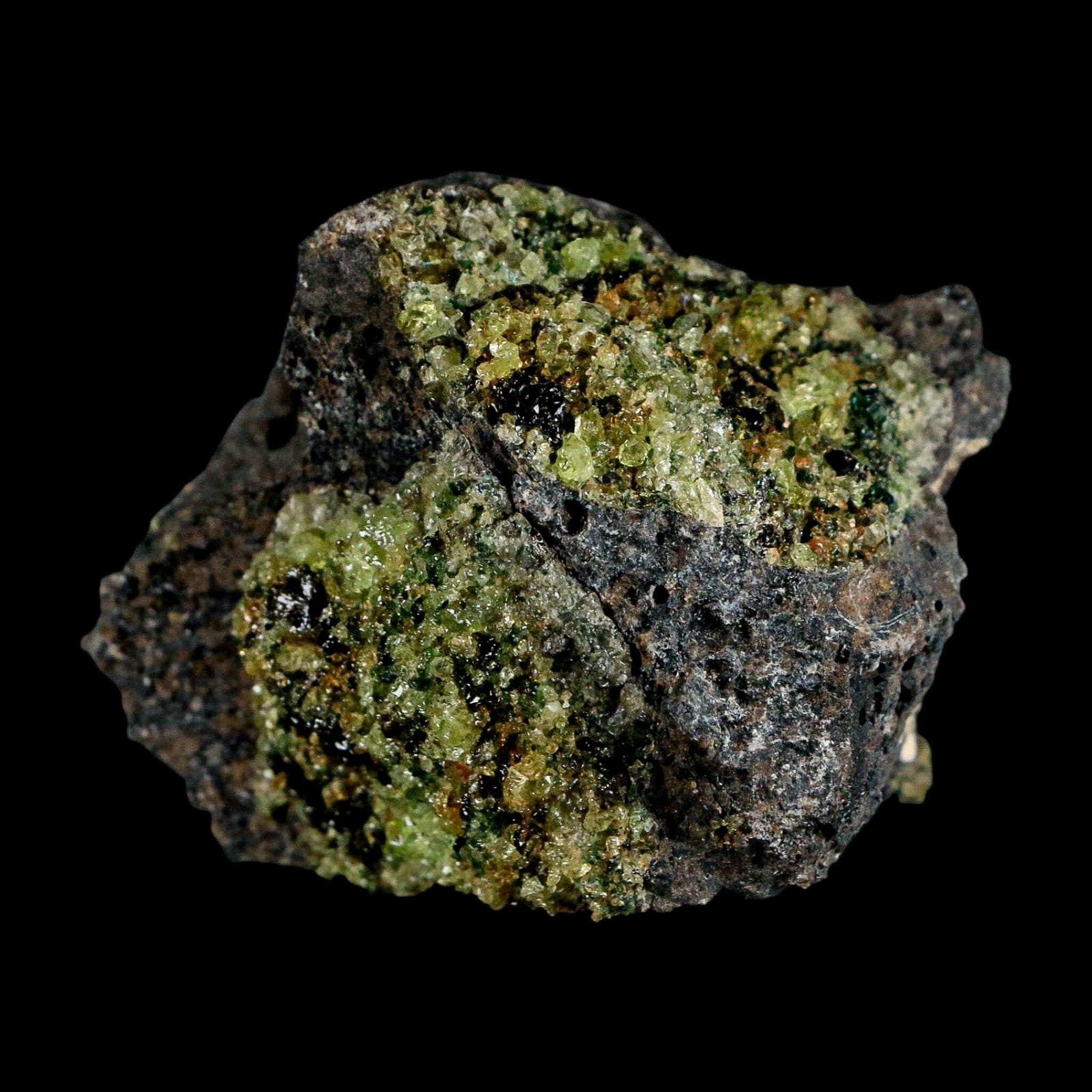 2.4" Emerald Peridot Crystals, Chrome Diopside And Spinel On Volcanic Rock Gila, AZ - Fossil Age Minerals