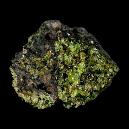 2.5" Emerald Peridot Crystals, Chrome Diopside And Spinel On Volcanic Rock Gila, AZ