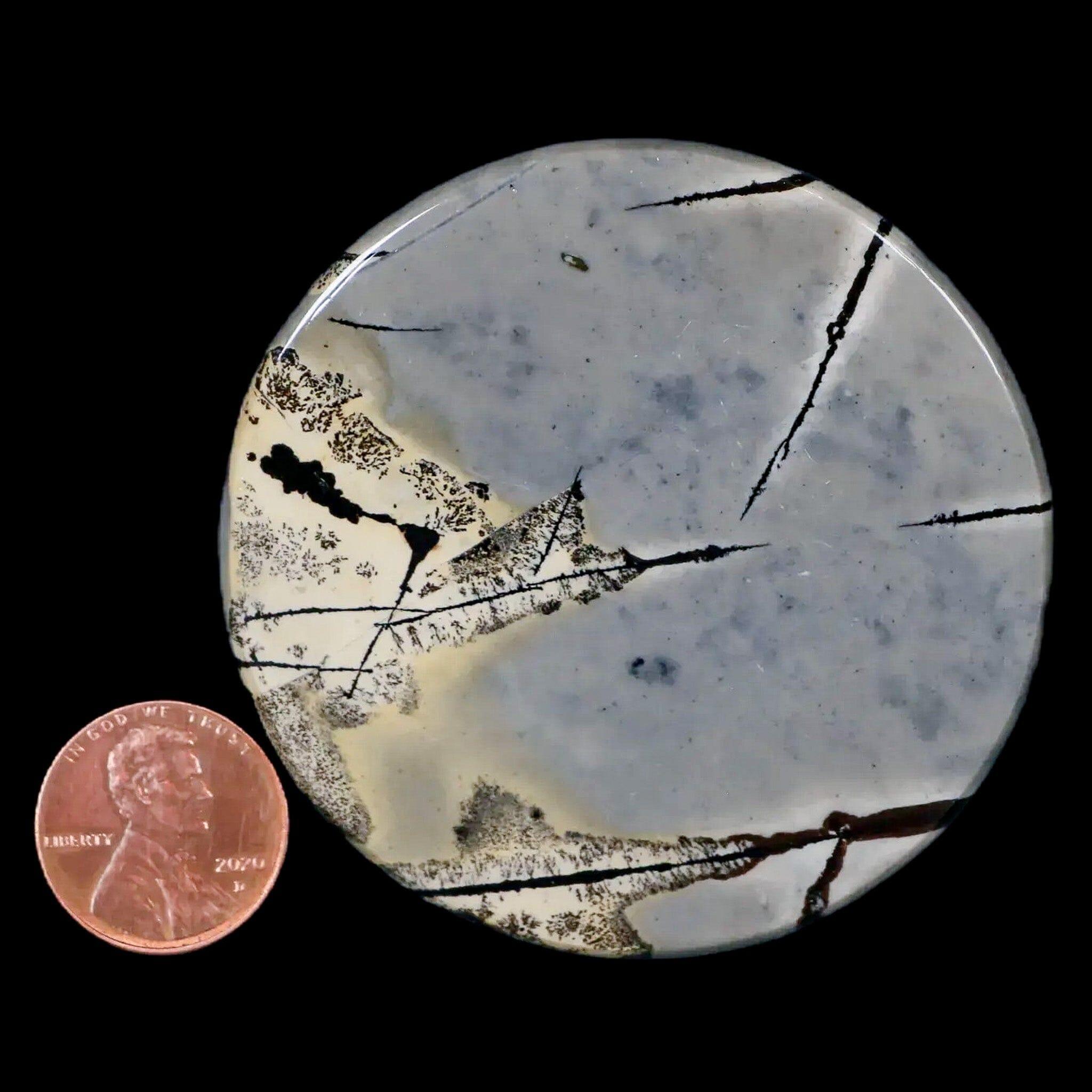 61MM Chinese Picture Jasper Mineral Specimen Round Polished Slab Liaoning, China - Fossil Age Minerals