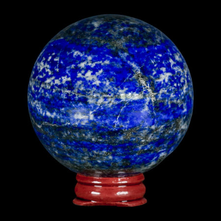 XL 66MM Natural Blue Lapis Lazuli Sphere Ball Orb Pyrite Crystal Calcite Stand
