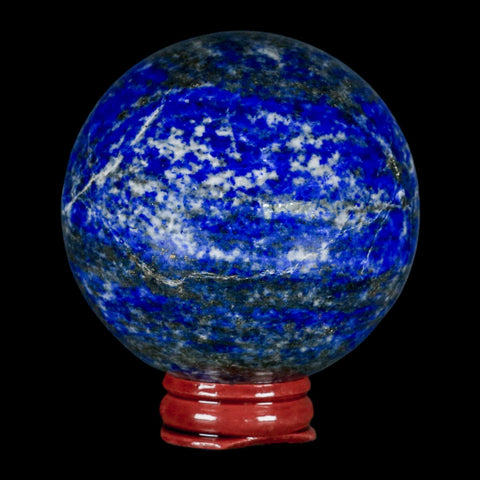 XL 66MM Natural Blue Lapis Lazuli Sphere Ball Orb Pyrite Crystal Calcite Stand - Fossil Age Minerals
