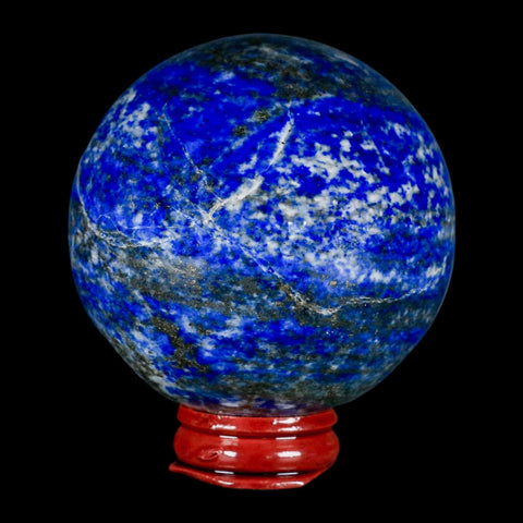 XL 66MM Natural Blue Lapis Lazuli Sphere Ball Orb Pyrite Crystal Calcite Stand - Fossil Age Minerals