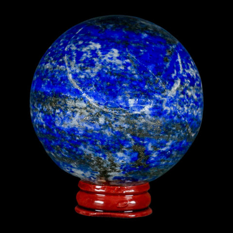 XL 66MM Natural Blue Lapis Lazuli Sphere Ball Orb Pyrite Crystal Calcite Stand - Fossil Age Minerals
