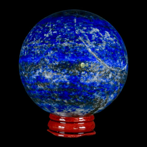 XL 66MM Natural Blue Lapis Lazuli Sphere Ball Orb Pyrite Crystal Calcite Stand - Fossil Age Minerals