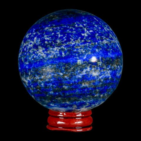 XL 66MM Natural Blue Lapis Lazuli Sphere Ball Orb Pyrite Crystal Calcite Stand - Fossil Age Minerals
