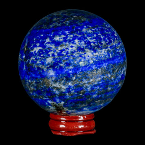 XL 66MM Natural Blue Lapis Lazuli Sphere Ball Orb Pyrite Crystal Calcite Stand - Fossil Age Minerals