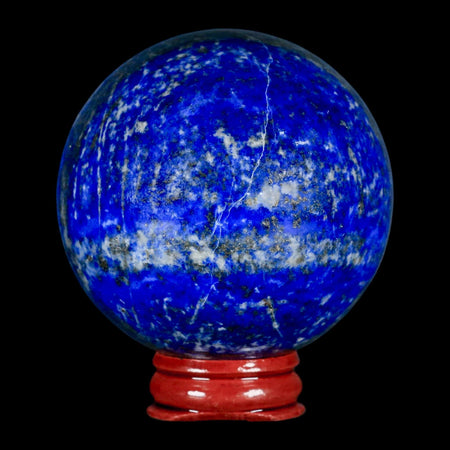 XL 63MM Natural Blue Lapis Lazuli Sphere Ball Orb Pyrite Crystal Calcite Stand