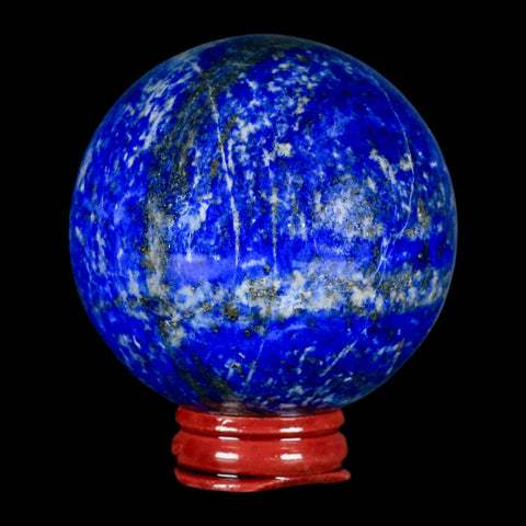 XL 63MM Natural Blue Lapis Lazuli Sphere Ball Orb Pyrite Crystal Calcite Stand - Fossil Age Minerals