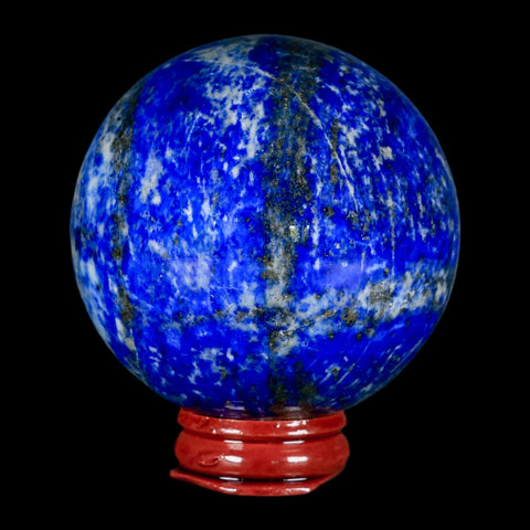 XL 63MM Natural Blue Lapis Lazuli Sphere Ball Orb Pyrite Crystal Calcite Stand - Fossil Age Minerals