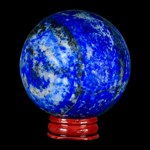 XL 63MM Natural Blue Lapis Lazuli Sphere Ball Orb Pyrite Crystal Calcite Stand - Fossil Age Minerals