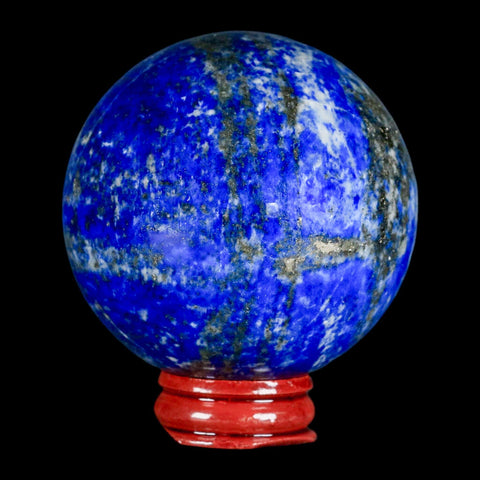 XL 63MM Natural Blue Lapis Lazuli Sphere Ball Orb Pyrite Crystal Calcite Stand - Fossil Age Minerals