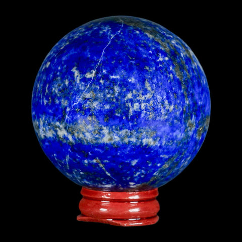 XL 63MM Natural Blue Lapis Lazuli Sphere Ball Orb Pyrite Crystal Calcite Stand - Fossil Age Minerals