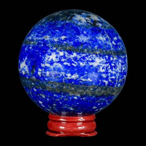 XL 63MM Natural Blue Lapis Lazuli Sphere Ball Orb Pyrite Crystal Calcite Stand - Fossil Age Minerals