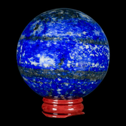 XL 63MM Natural Blue Lapis Lazuli Sphere Ball Orb Pyrite Crystal Calcite Stand - Fossil Age Minerals