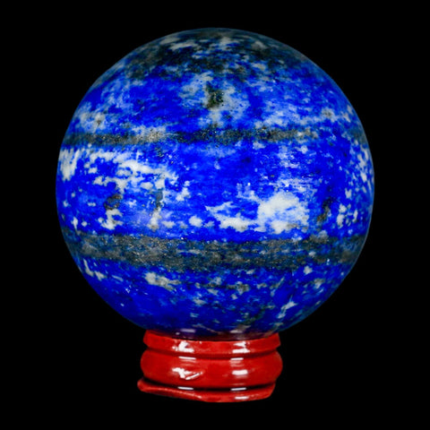 XL 63MM Natural Blue Lapis Lazuli Sphere Ball Orb Pyrite Crystal Calcite Stand - Fossil Age Minerals