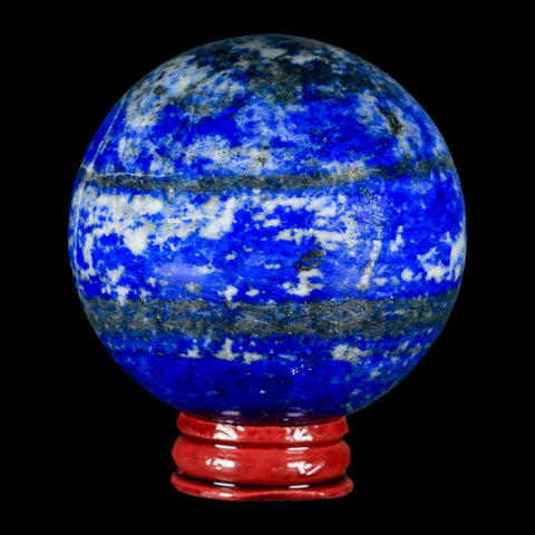 XL 63MM Natural Blue Lapis Lazuli Sphere Ball Orb Pyrite Crystal Calcite Stand - Fossil Age Minerals