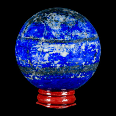 XL 63MM Natural Blue Lapis Lazuli Sphere Ball Orb Pyrite Crystal Calcite Stand - Fossil Age Minerals