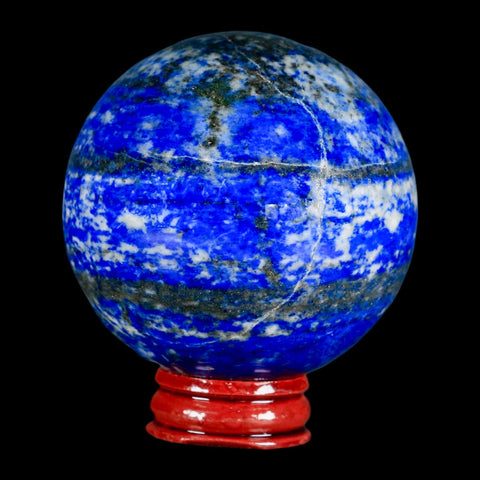 XL 63MM Natural Blue Lapis Lazuli Sphere Ball Orb Pyrite Crystal Calcite Stand - Fossil Age Minerals