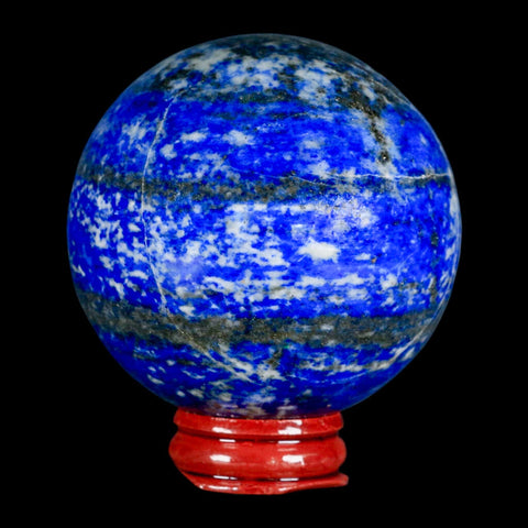 XL 63MM Natural Blue Lapis Lazuli Sphere Ball Orb Pyrite Crystal Calcite Stand - Fossil Age Minerals