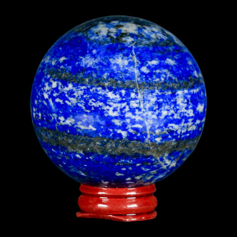 XL 63MM Natural Blue Lapis Lazuli Sphere Ball Orb Pyrite Crystal Calcite Stand - Fossil Age Minerals