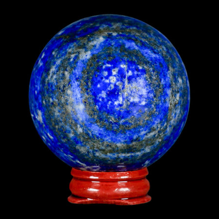 XL 58MM Natural Blue Lapis Lazuli Sphere Ball Orb Pyrite Crystal Calcite Stand