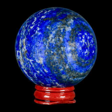 XL 58MM Natural Blue Lapis Lazuli Sphere Ball Orb Pyrite Crystal Calcite Stand