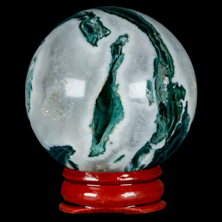 48MM Sardonyx Mineral Specimen Vug Green White Sphere Ball Orb Brazil Stand