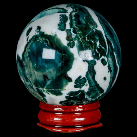 48MM Sardonyx Mineral Specimen Vug Green White Sphere Ball Orb Brazil Stand