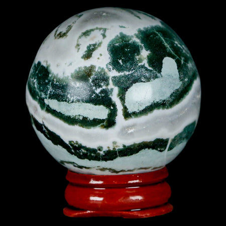 47MM Sardonyx Mineral Specimen Green White Sphere Ball Orb Brazil Stand