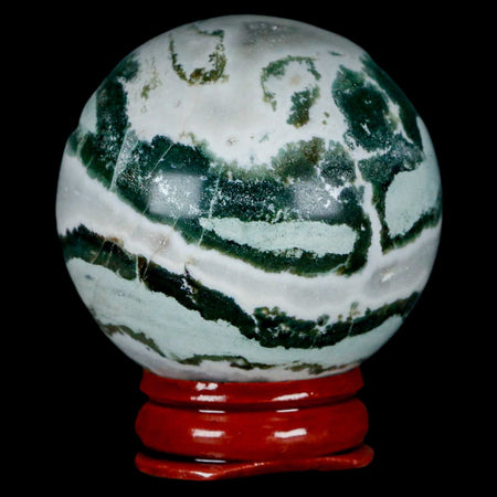 47MM Sardonyx Mineral Specimen Green White Sphere Ball Orb Brazil Stand