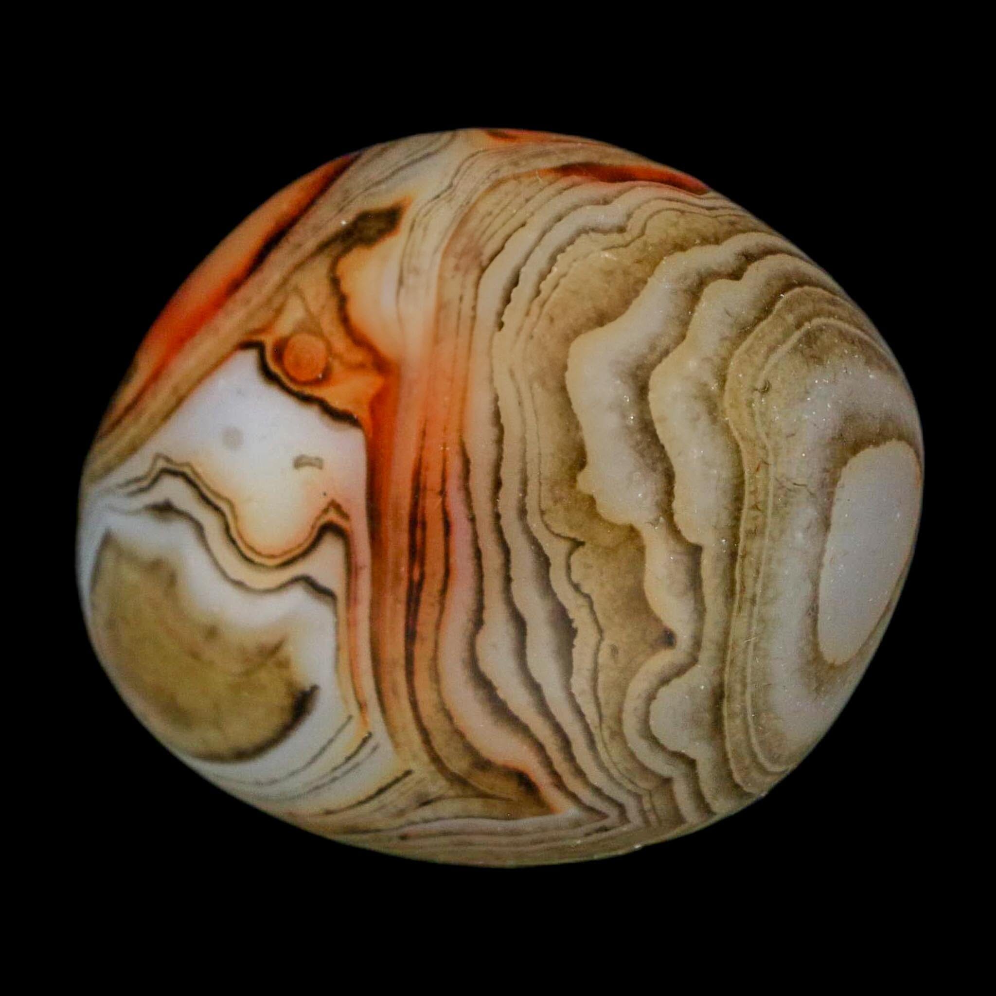 1.9" Natural Polished Red Silk Banded Agate Chalcedony Mineral Specimen - Fossil Age Minerals