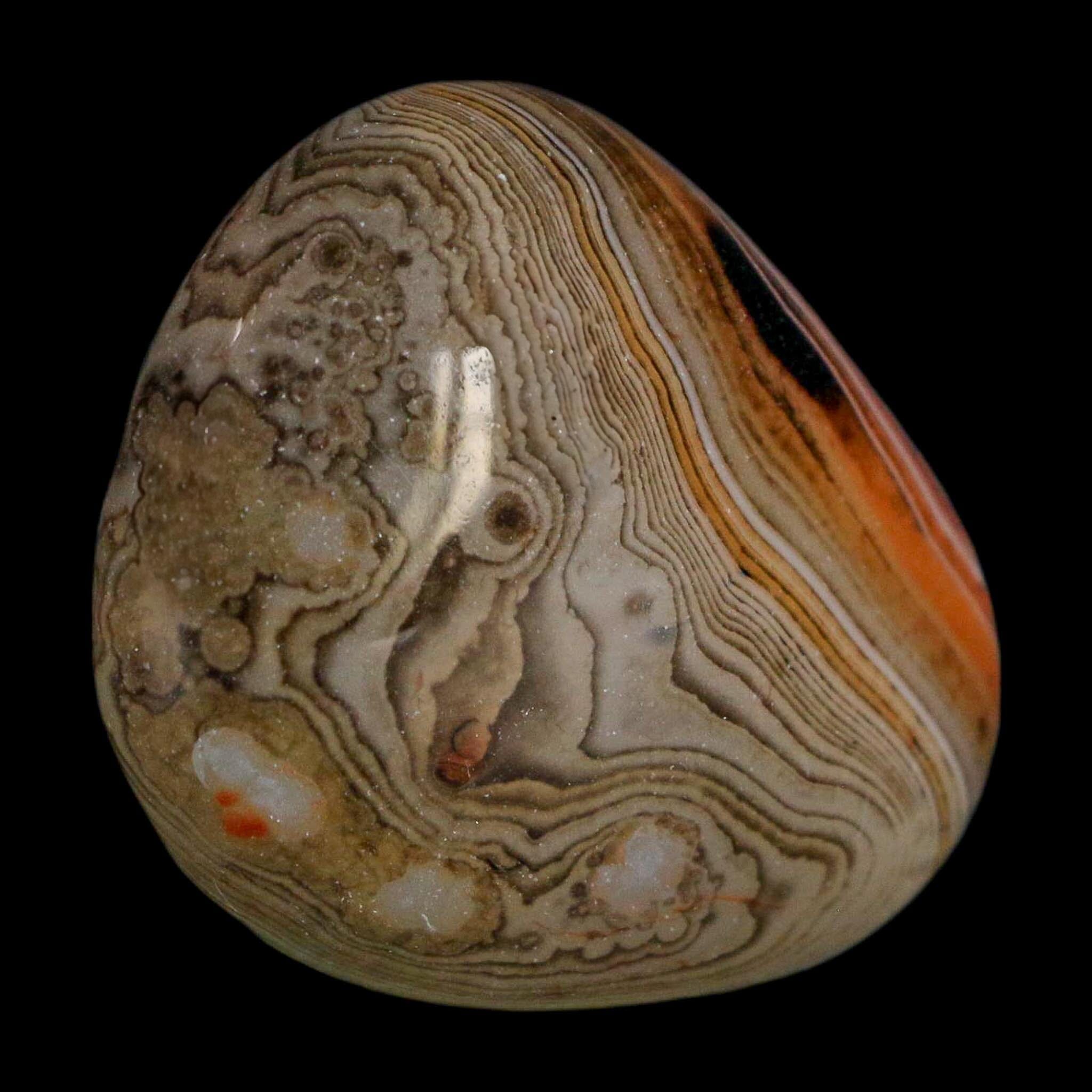 1.8" Natural Polished Red Silk Banded Agate Chalcedony Mineral Specimen - Fossil Age Minerals