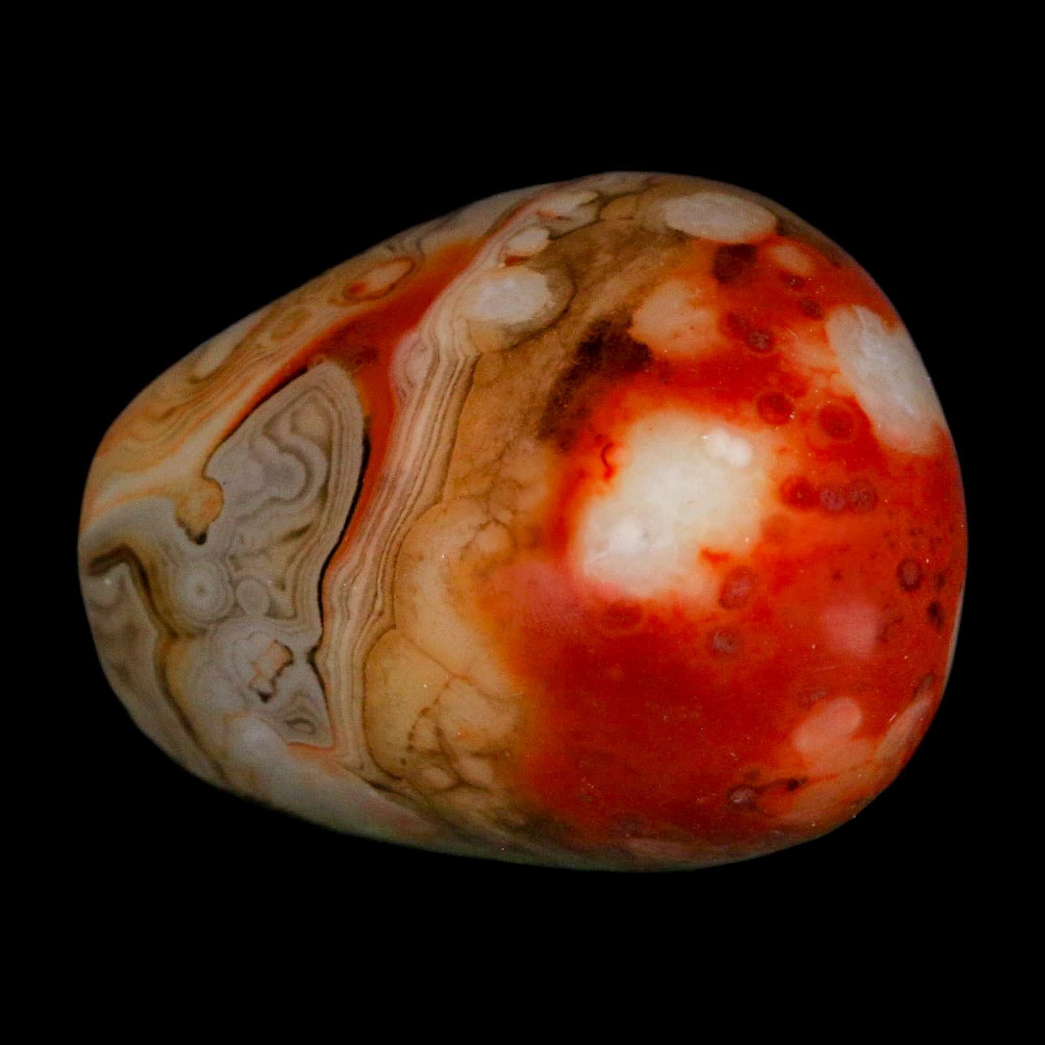1.9" Natural Polished Red Silk Banded Agate Chalcedony Mineral Specimen - Fossil Age Minerals