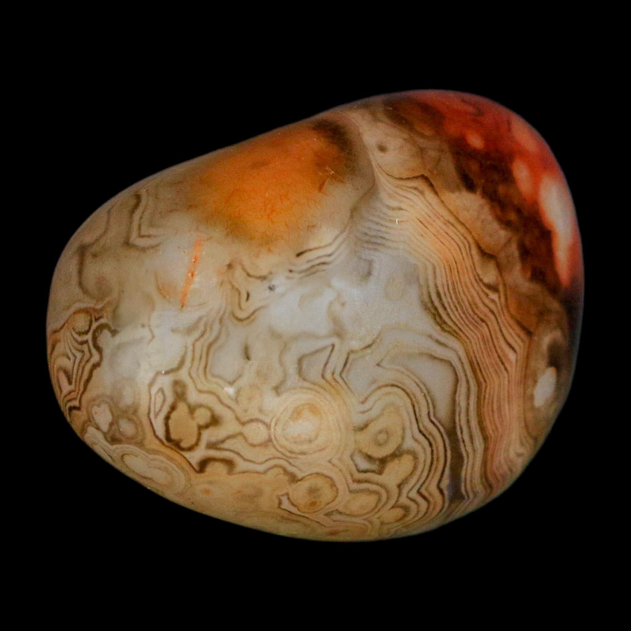 1.9" Natural Polished Red Silk Banded Agate Chalcedony Mineral Specimen - Fossil Age Minerals