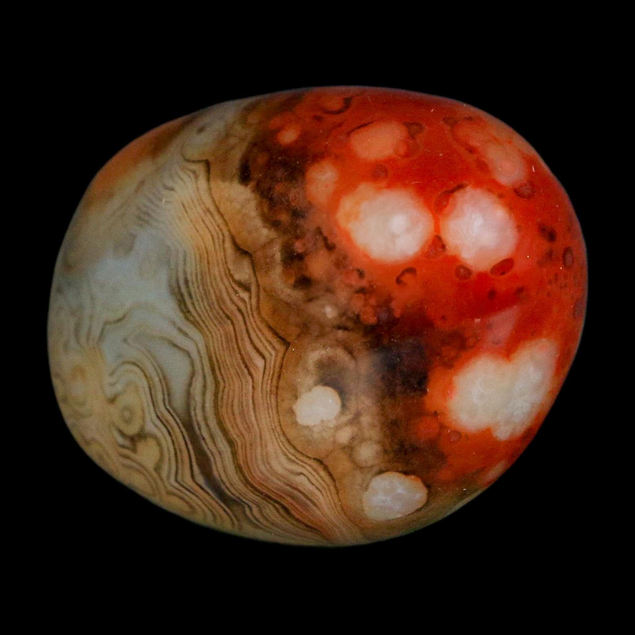 1.9" Natural Polished Red Silk Banded Agate Chalcedony Mineral Specimen - Fossil Age Minerals