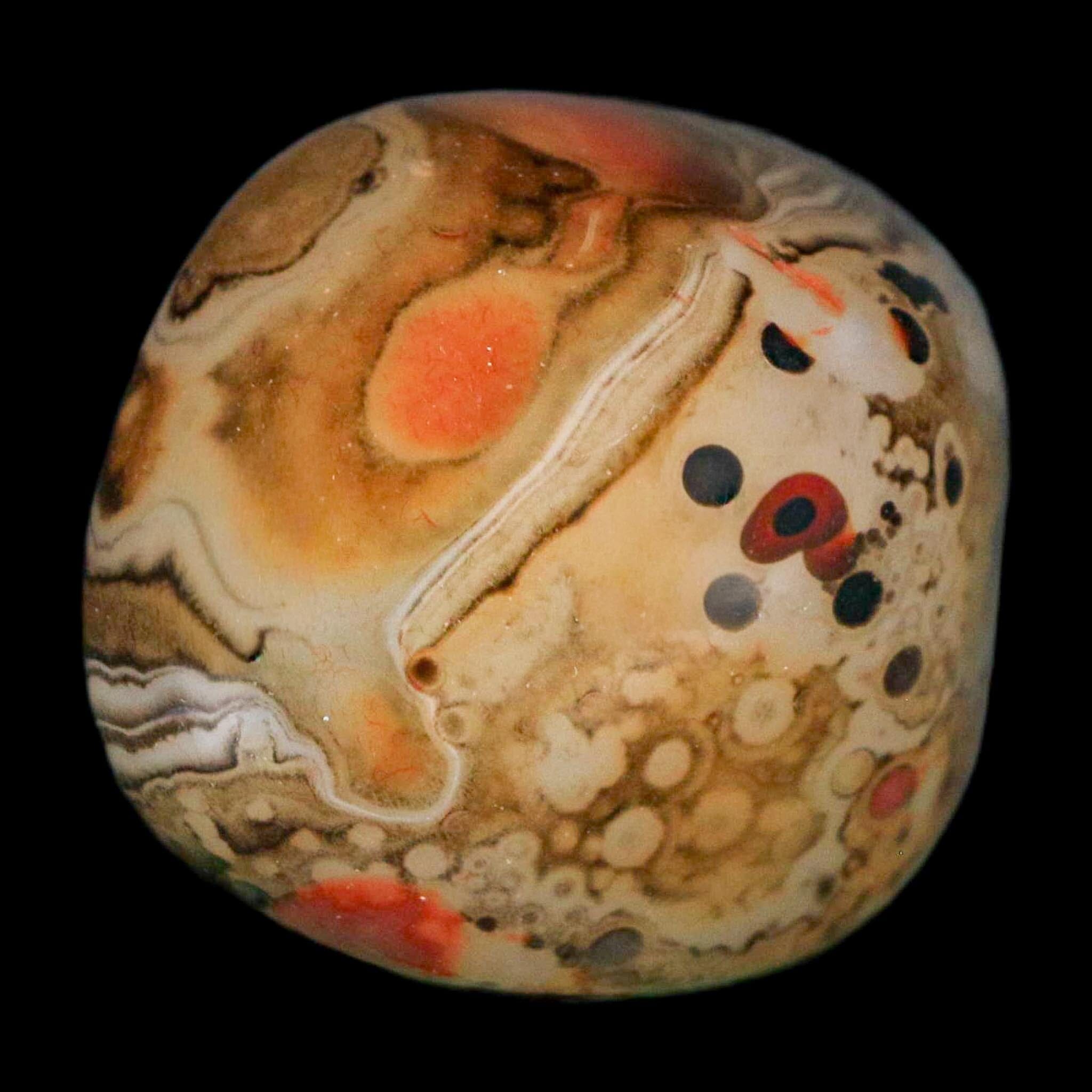 1.6" Natural Polished Red Silk Banded Agate Chalcedony Mineral Specimen - Fossil Age Minerals