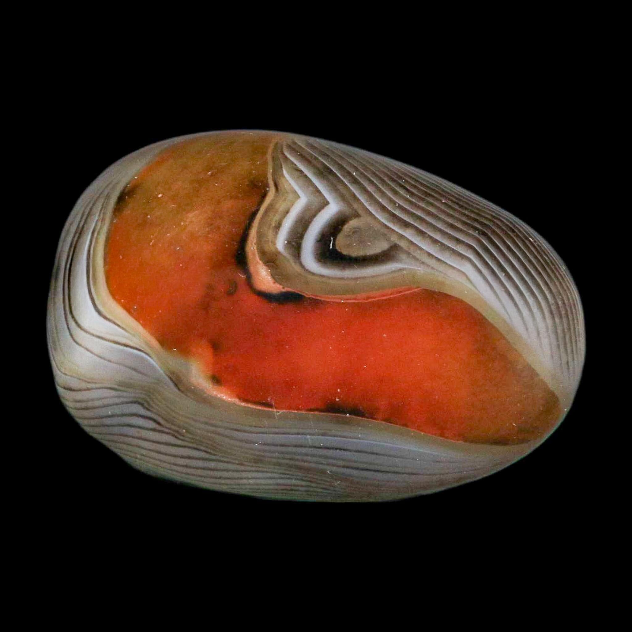 1.8" Natural Polished Red Silk Banded Agate Chalcedony Mineral Specimen - Fossil Age Minerals