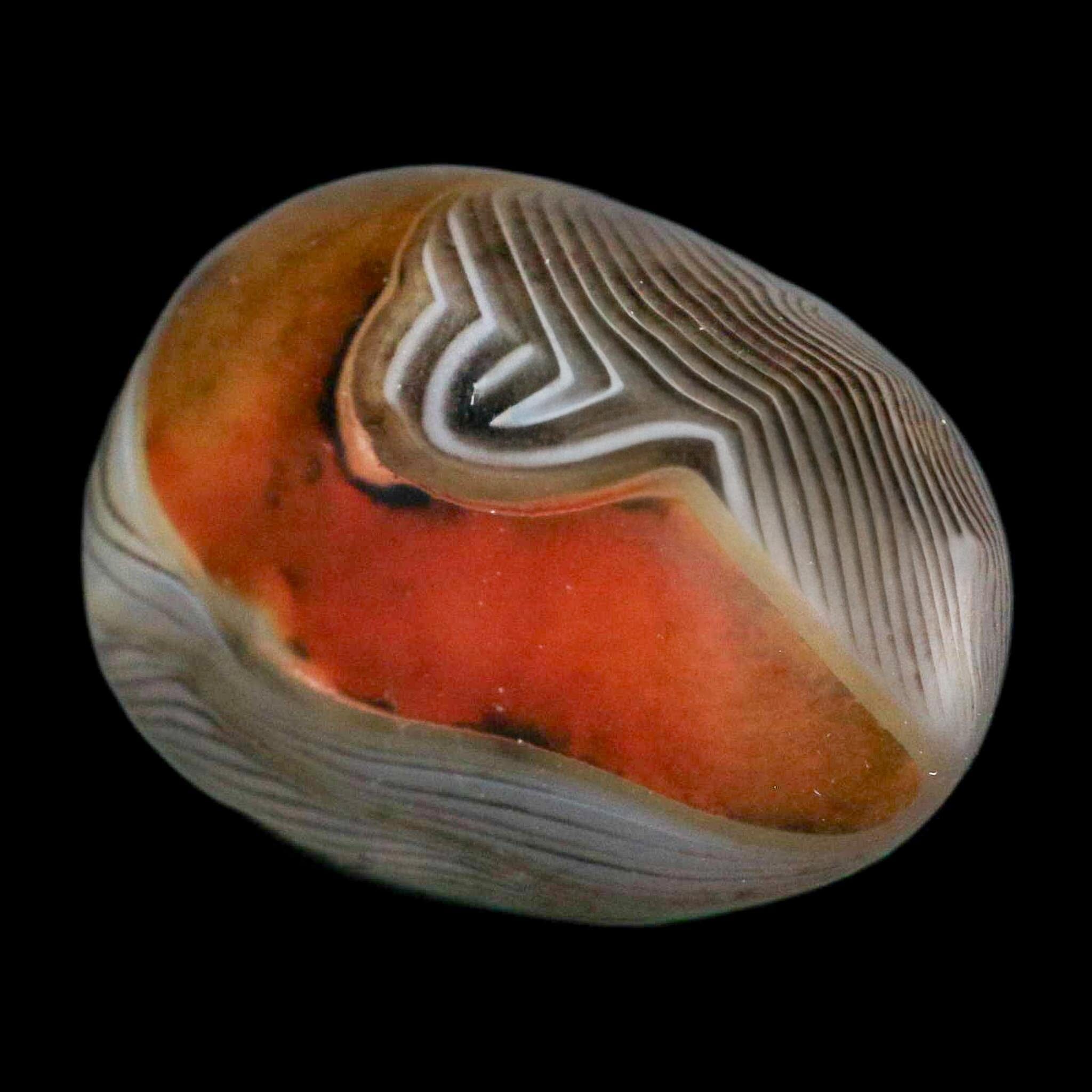 1.8" Natural Polished Red Silk Banded Agate Chalcedony Mineral Specimen - Fossil Age Minerals