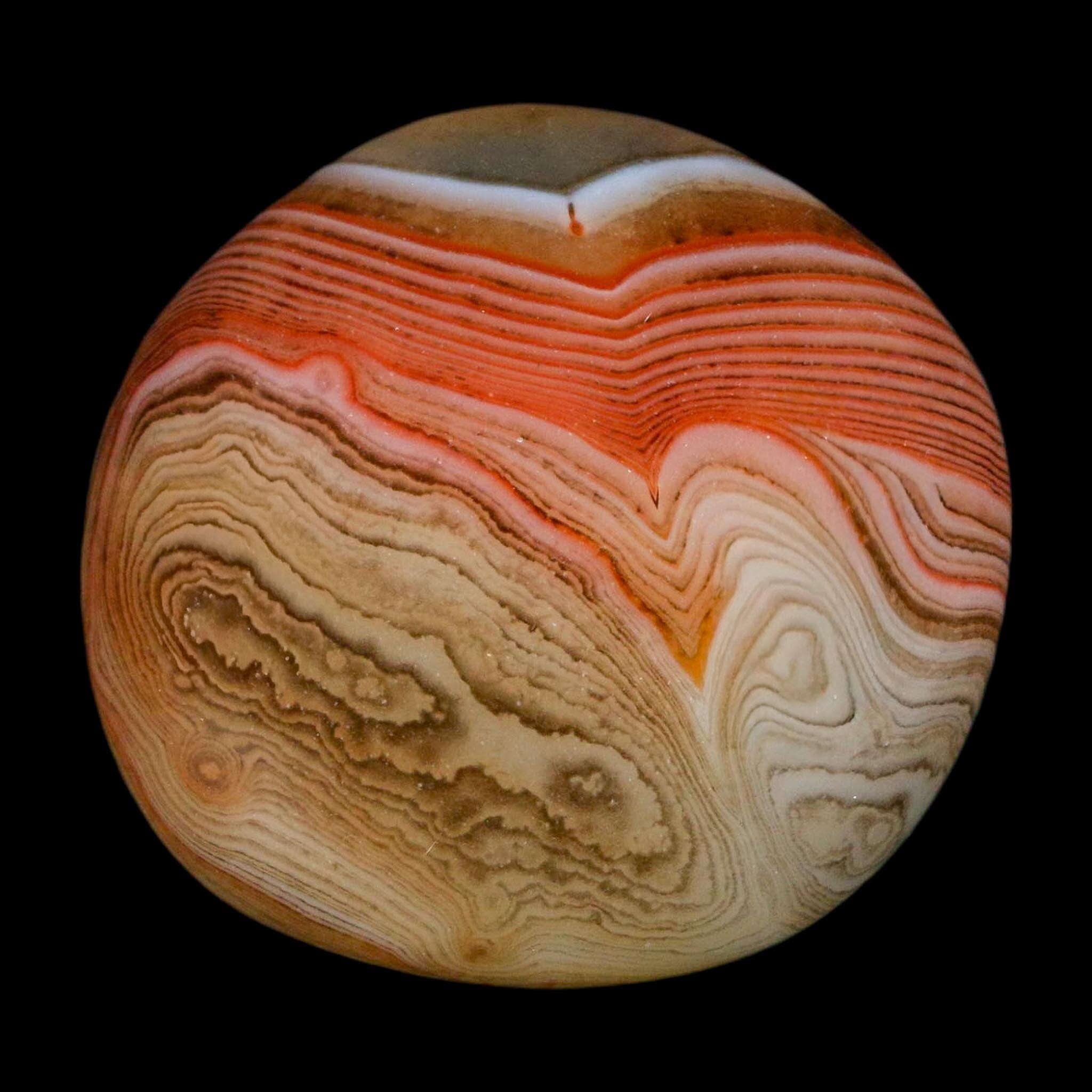 1.6" Natural Polished Red Silk Banded Agate Chalcedony Mineral Specimen - Fossil Age Minerals