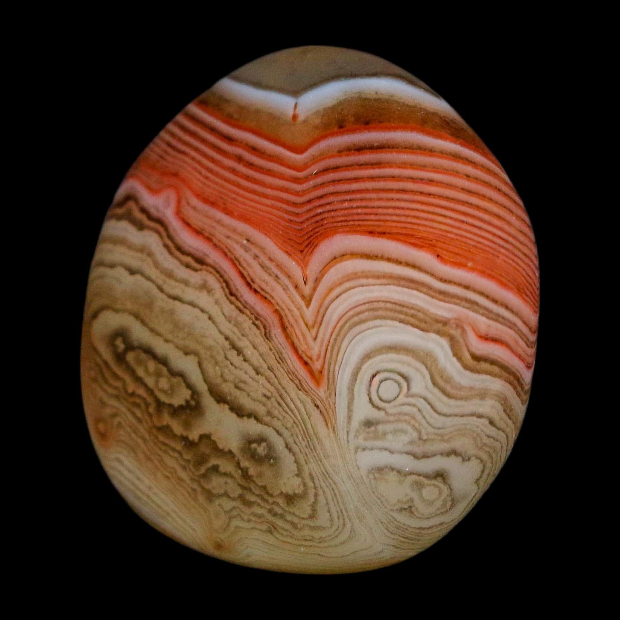 1.6" Natural Polished Red Silk Banded Agate Chalcedony Mineral Specimen - Fossil Age Minerals