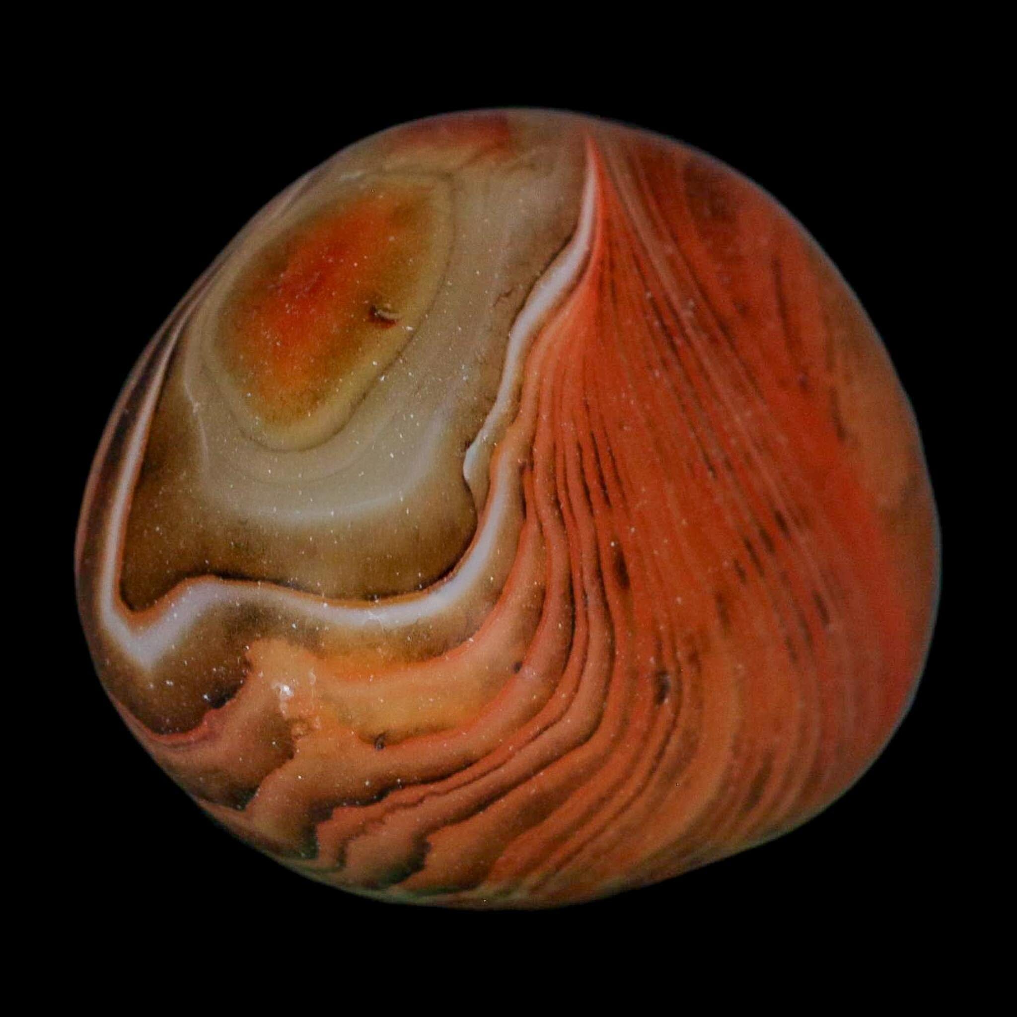 1.6" Natural Polished Red Silk Banded Agate Chalcedony Mineral Specimen - Fossil Age Minerals