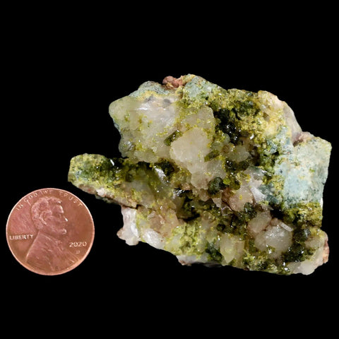 2.3" Rough Green Epidote Crystals On Quartz Cluster Specimen Imilchil, Morocco - Fossil Age Minerals