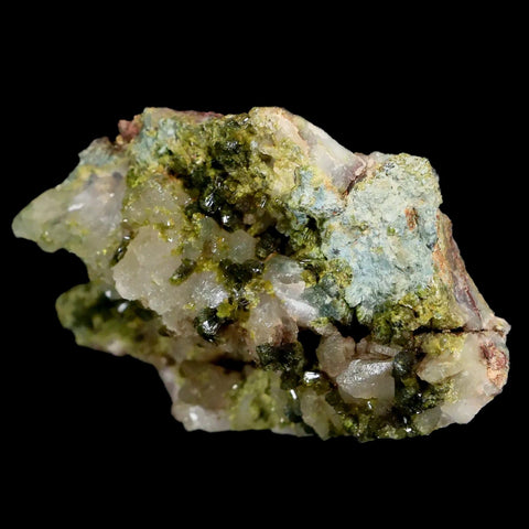 2.3" Rough Green Epidote Crystals On Quartz Cluster Specimen Imilchil, Morocco - Fossil Age Minerals