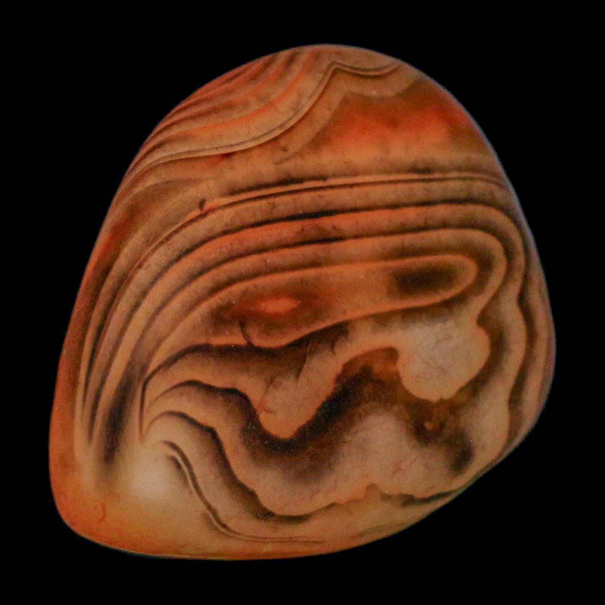 2.4" Natural Polished Red Silk Banded Agate Chalcedony Mineral Specimen - Fossil Age Minerals