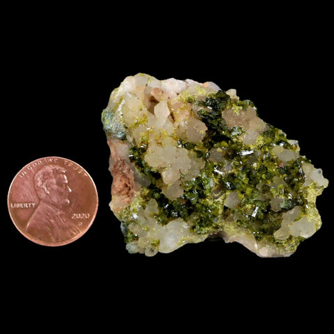 2" Rough Green Epidote Crystals On Quartz Cluster Specimen Imilchil, Morocco - Fossil Age Minerals