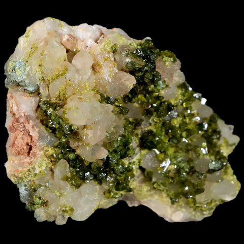 2" Rough Green Epidote Crystals On Quartz Cluster Specimen Imilchil, Morocco - Fossil Age Minerals