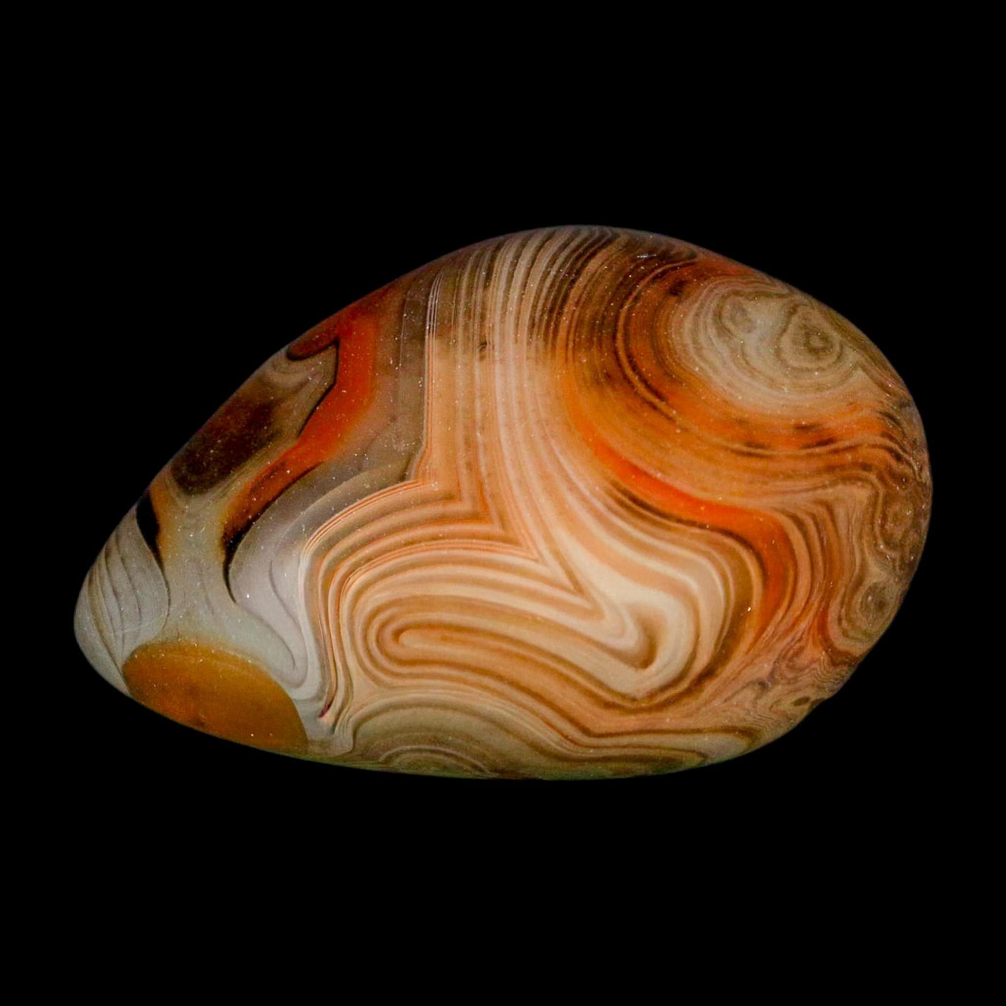1.9" Natural Polished Red Silk Banded Agate Chalcedony Mineral Specimen - Fossil Age Minerals