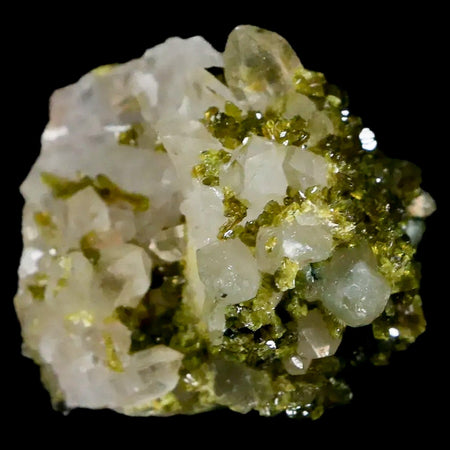 1.3" Rough Green Epidote Crystals On Quartz Cluster Specimen Imilchil, Morocco