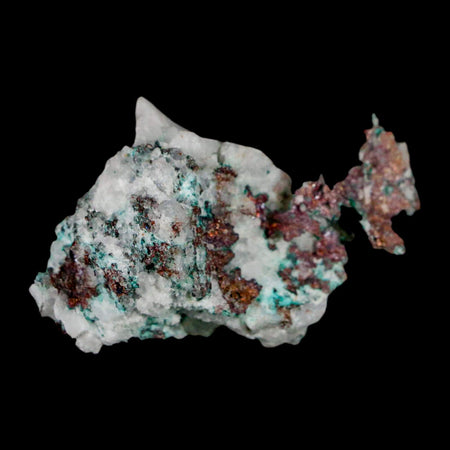 2.5" Rough Native Copper On Crystal Quartz Matrix Mineral Specimen Morocco