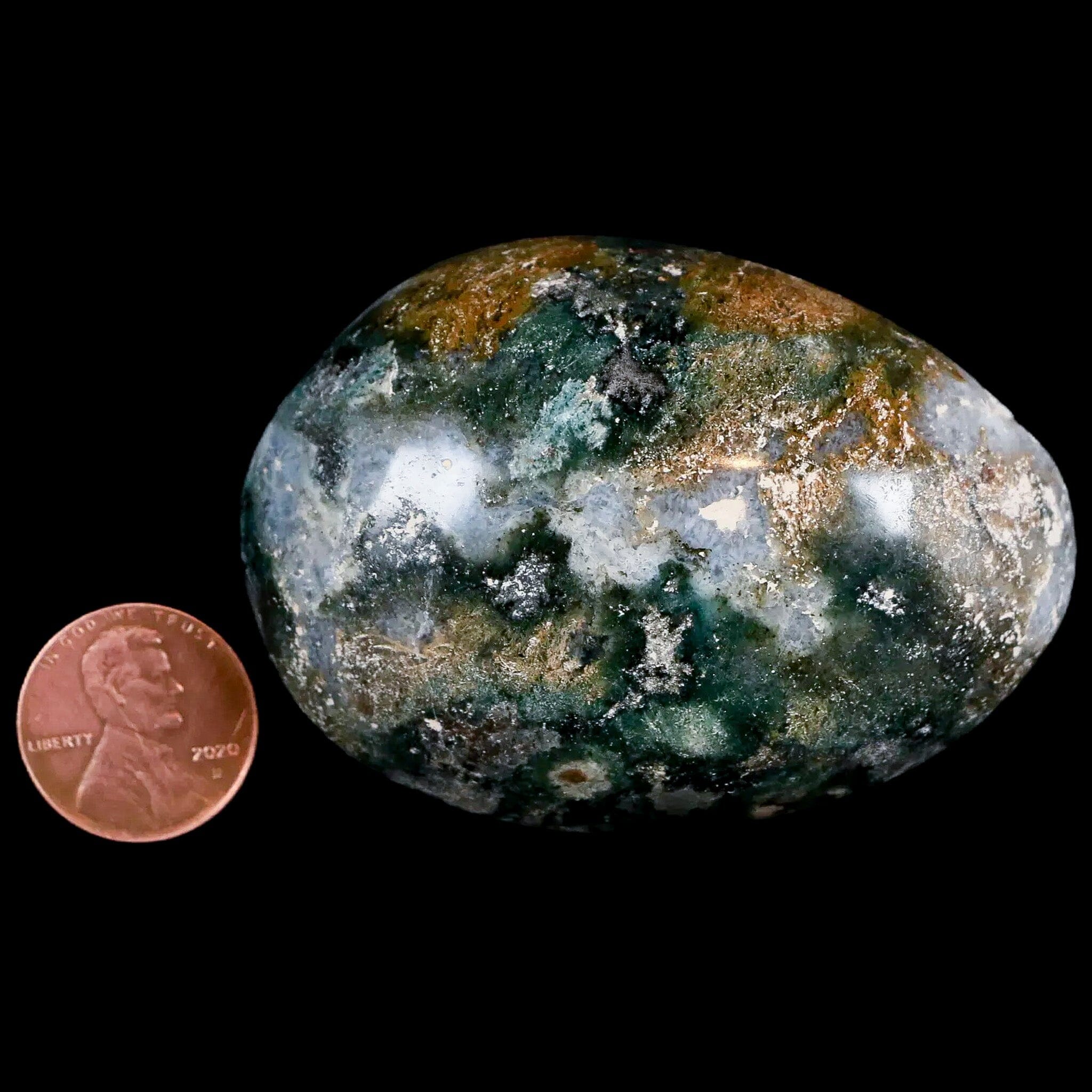 2.9" Natural Polished Ocean Jasper Crystal Palm Stone Location Madagascar - Fossil Age Minerals